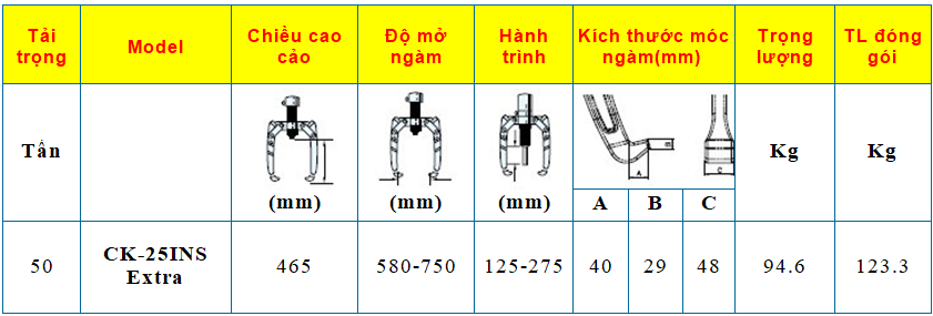 BỘ CẢO THỦY LỰC 50 TẤN CK-25INS EXTRA
