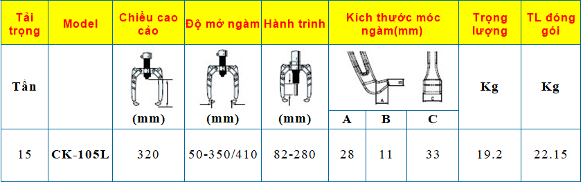 BỘ CẢO THỦY LỰC BƠM RỜI 15 TẤN CK-105L