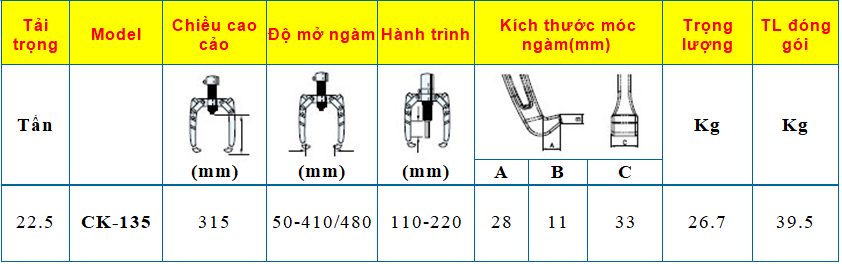 BỘ CẢO THỦY LỰC BƠM RỜI 22.5 TẤN CK-135