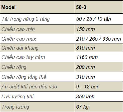 CON ĐỘI KHÍ NÉN 50 TẤN 3 TẦNG 50-3