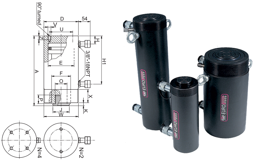 KÍCH THỦY LỰC 2 CHIỀU 200 TẤN 100MM