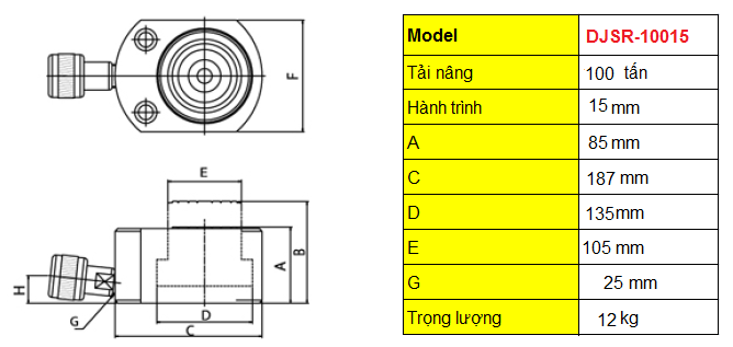 KÍCH THỦY LỰC LÙN TONNERS 100 TẤN