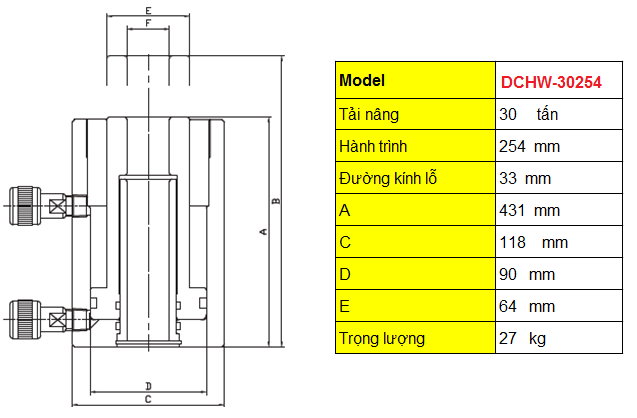 KÍCH THỦY LỰC RỖNG 2 CHIỀU 30 TẤN