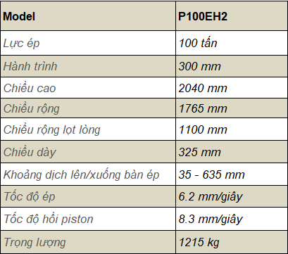 MÁY ÉP THỦY LỰC 100 TẤN P100EH2