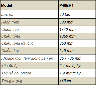 MÁY ÉP THỦY LỰC 40 TẤN P40EH1
