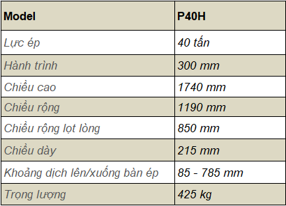 MÁY ÉP THỦY LỰC 40 TẤN P40H